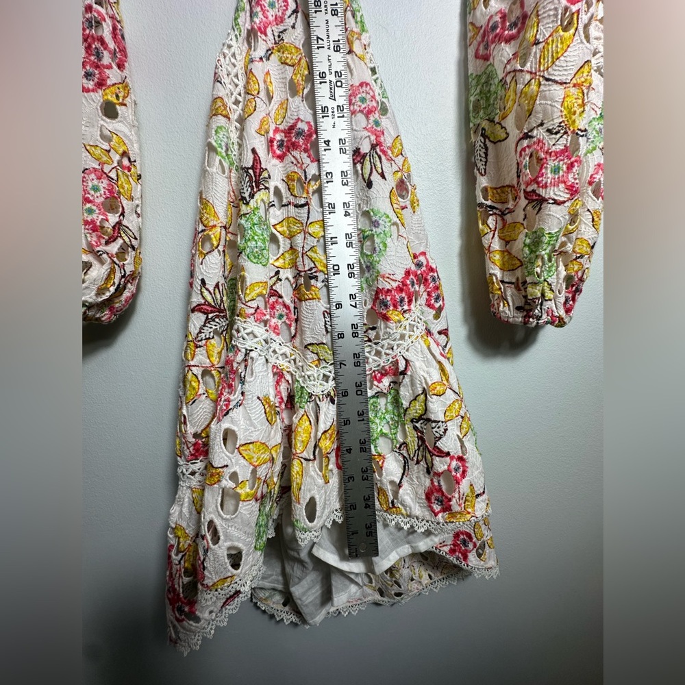Hemant & Nandita Mini Eyelet Crochet Cutout Floral Printed Dress Size Medium - Picture 13 of 13